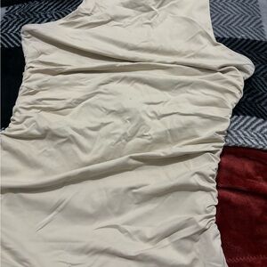 Beige High Neck Blouse Tank Top